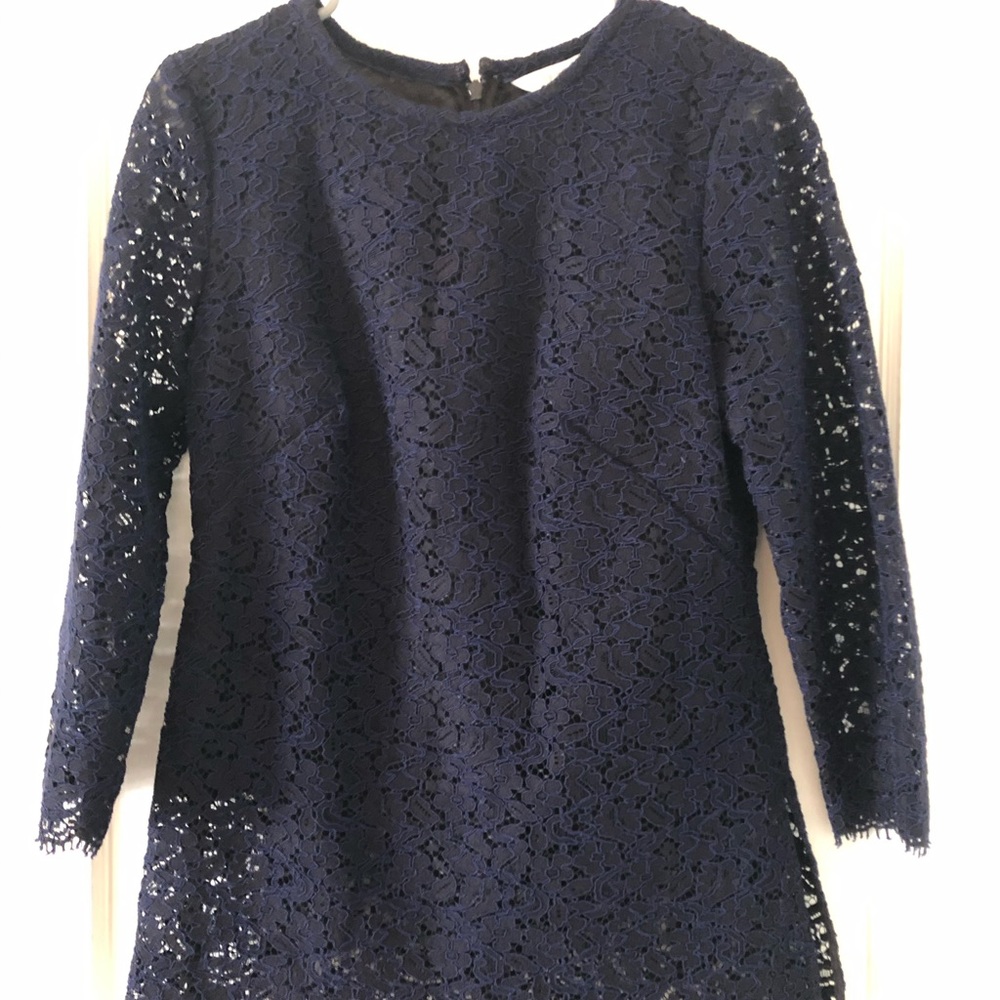 Boden Navy Black Lace Long Sleeve Tunic Shirt 6